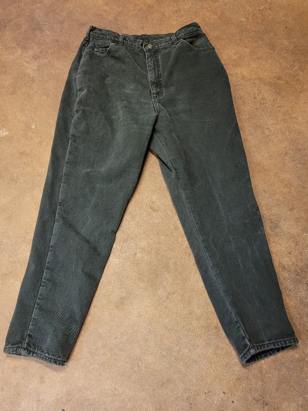 Vintage LL Bean Classic Fit Flannel Lined Green Jeans Size 18
